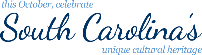 The text - This October, celebrate South Carolina's unique cultural heritage - in script form.