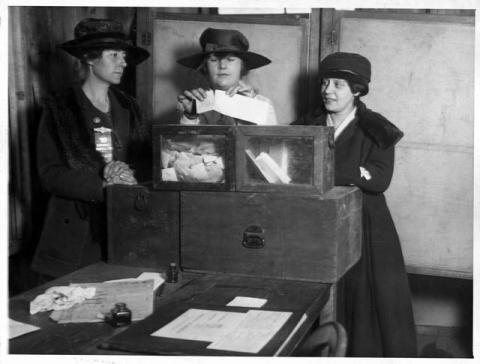 suffragists casting ballots