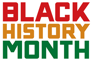 The words Black History Month in red, yellow, and green.