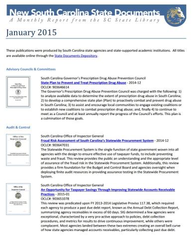 cover of january 2015 new state documents