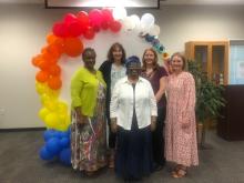AHJ Regional Library Directgor Carolyn Fortson, Hardeeville Branch Manager Darlene Thomas-Burroughs and State Library Dirctor of Finalnce and Grants Wendy Coplen, Inclusive Services Consultant Caroline Smith, and Alexandra Sanders. 