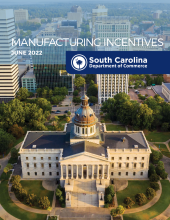 The Manufactering Incentives guide from the South Carolina Department of Commerce shows an aerial photo of the South Carolina State House